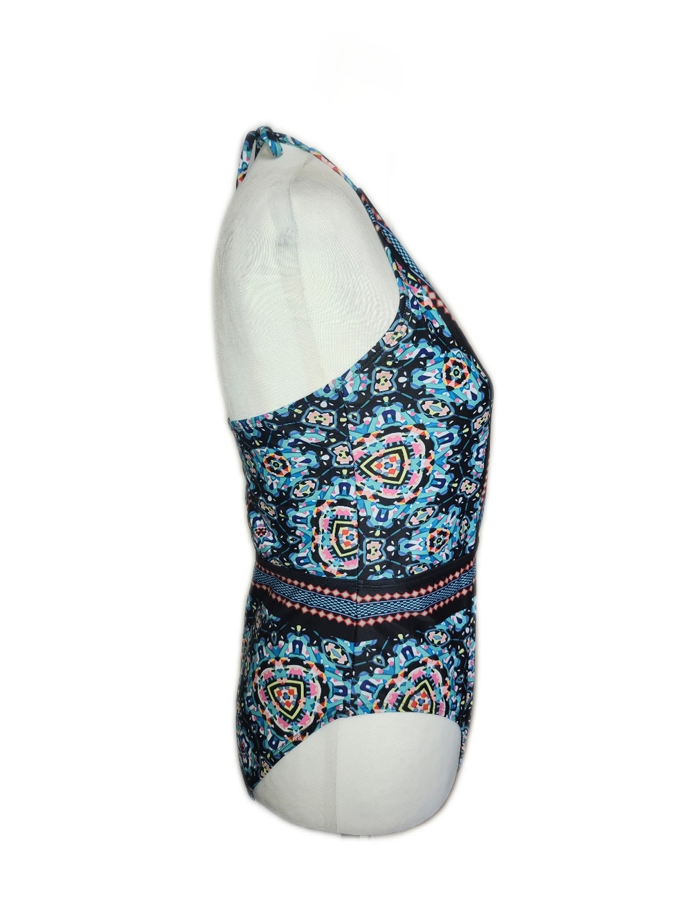 Multicolor Deep Plunge V-neck 1-piece Swimsuit, Medium - Picture 3 of 7